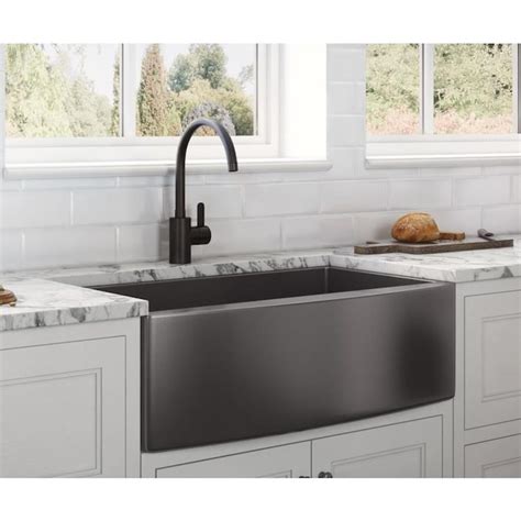 apron stainless steel sink with black cabinets|lowe's stainless steel farmhouse sink.